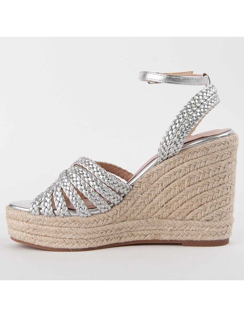 Sandálias de Cunha Senhora Prateado