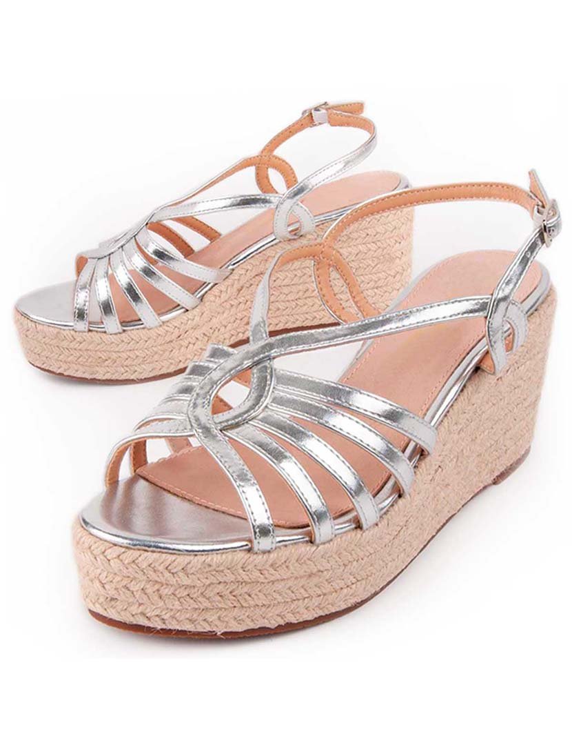 Sandálias de Cunha Senhora Prateado