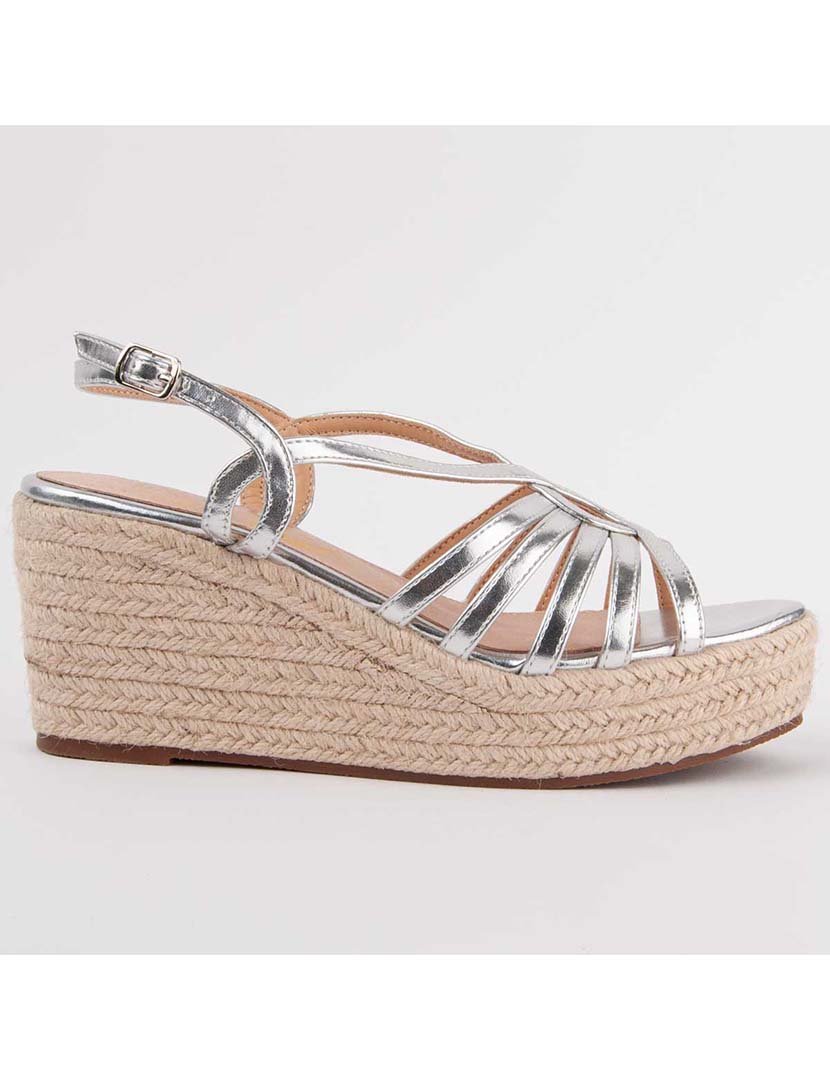 Sandálias de Cunha Senhora Prateado