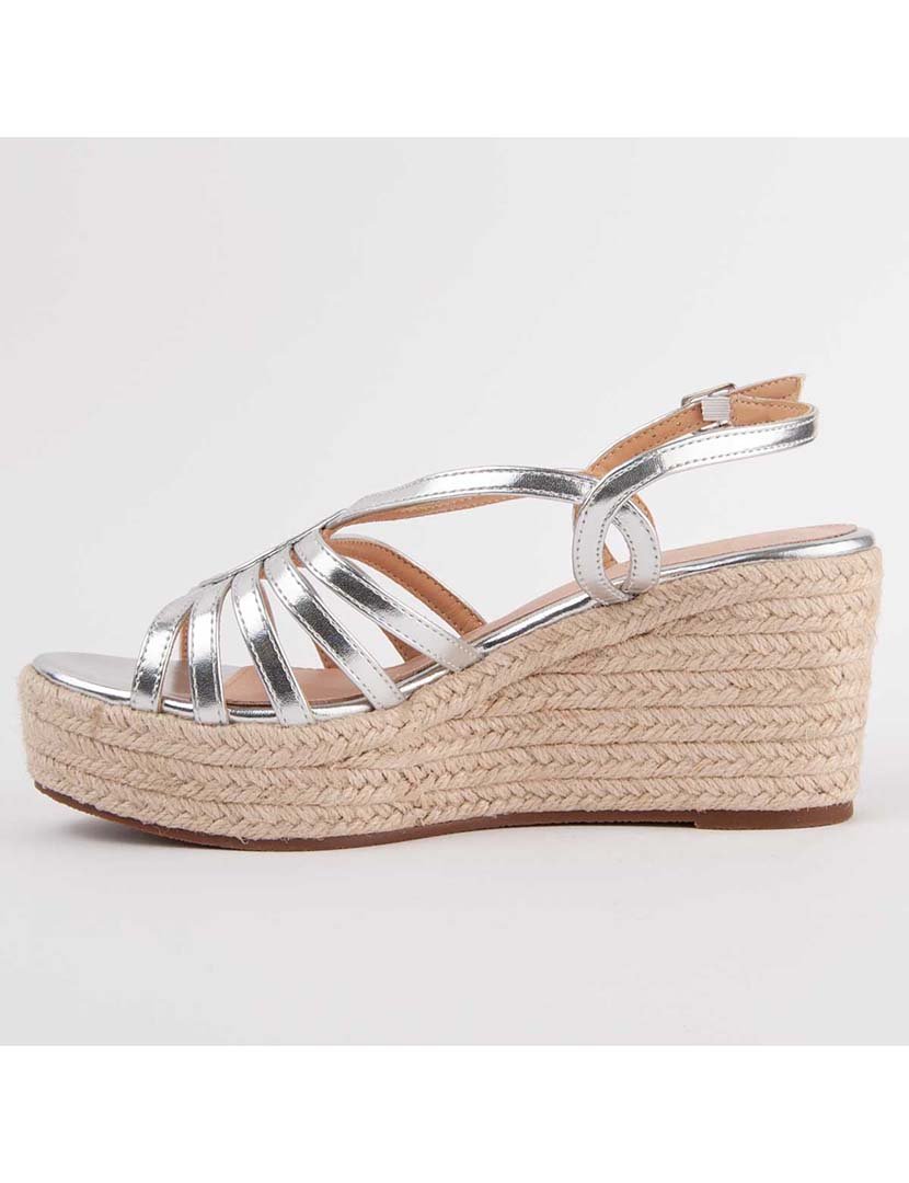 Sandálias de Cunha Senhora Prateado