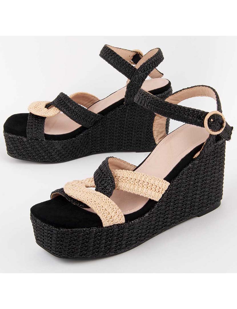 Sandálias de Cunha Senhora Preto