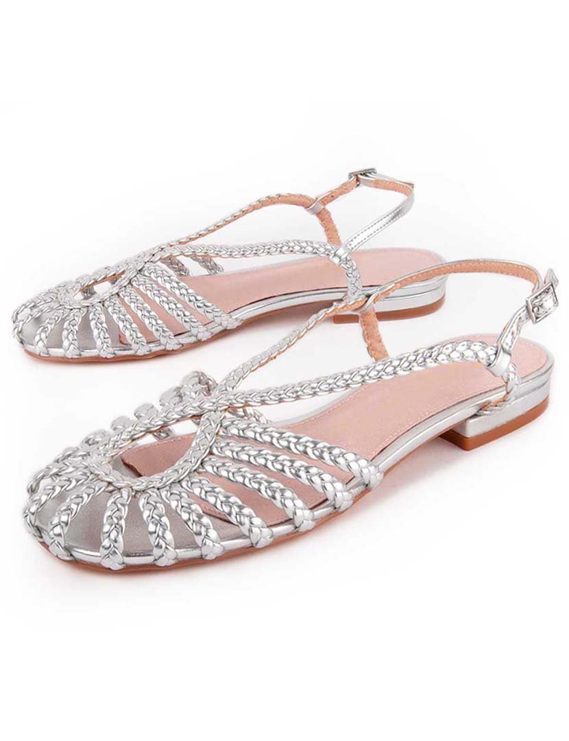 Sandálias Rasas Senhora Prateado