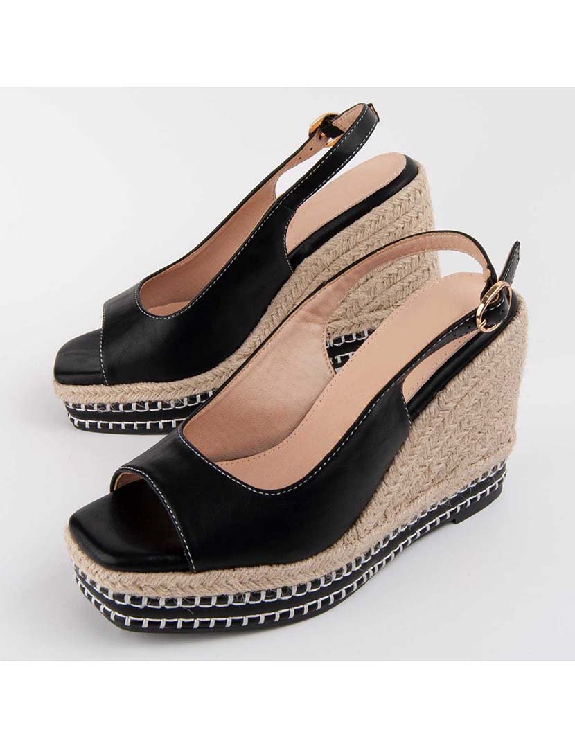 Sandálias de Cunha Senhora Preto