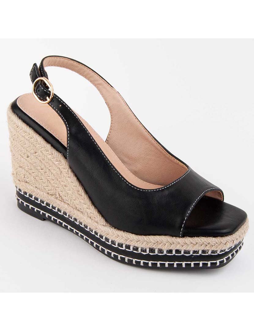 Sandálias de Cunha Senhora Preto