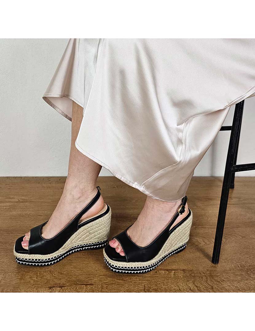 Sandálias de Cunha Senhora Preto