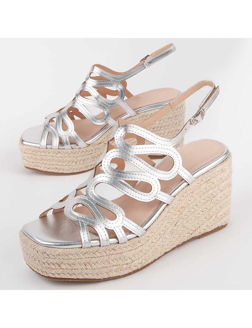 Sandálias de Cunha Senhora Prateado