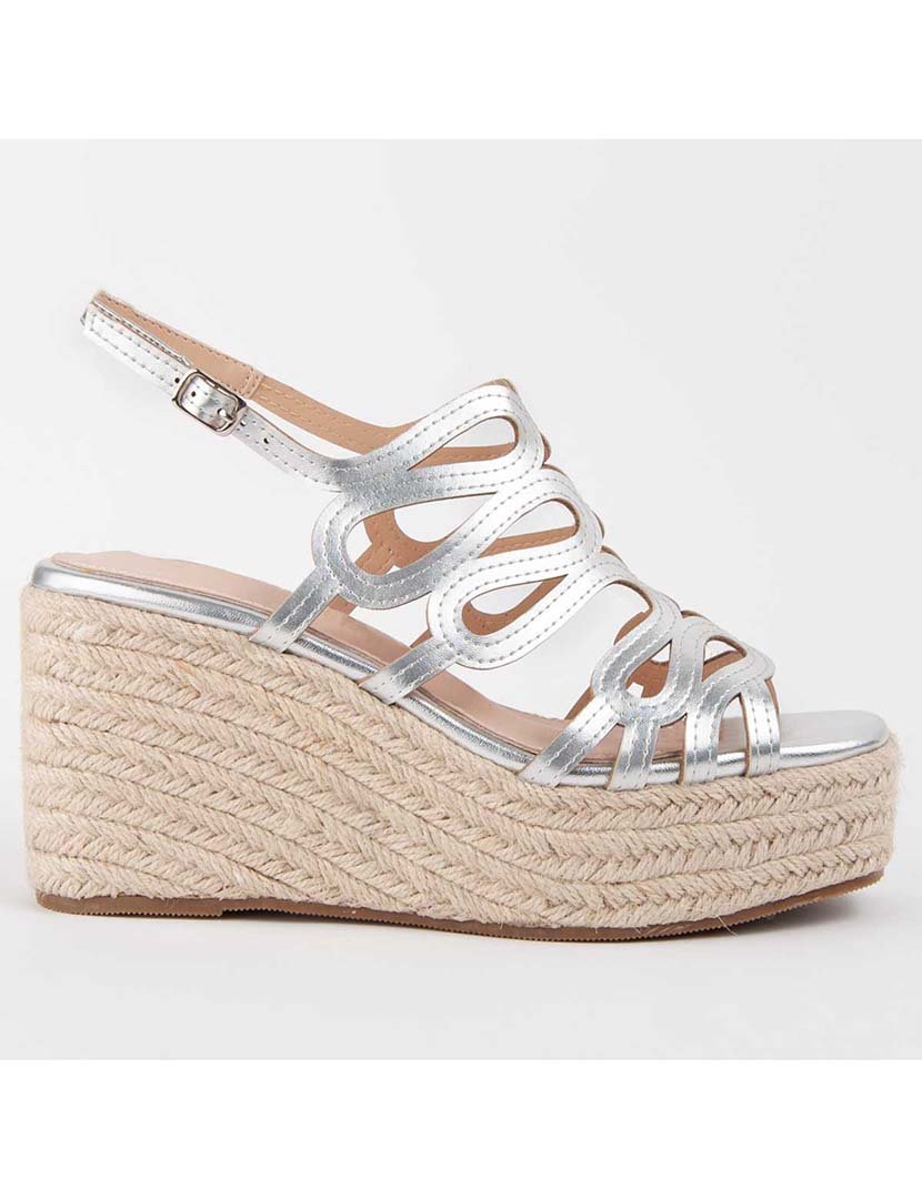 Sandálias de Cunha Senhora Prateado