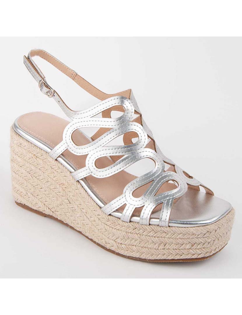 Sandálias de Cunha Senhora Prateado