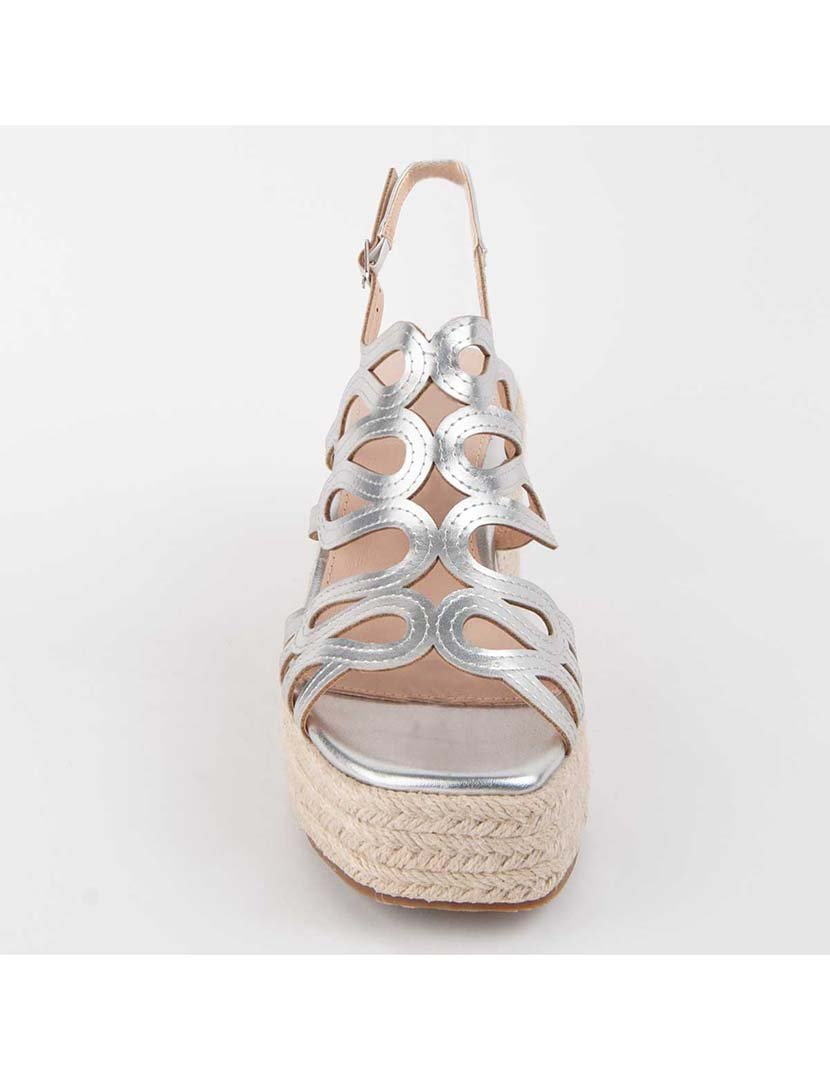 Sandálias de Cunha Senhora Prateado