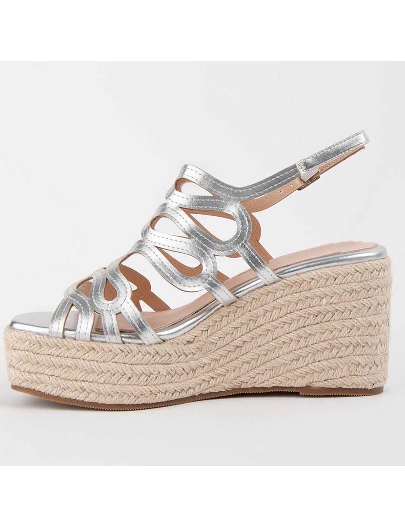 Sandálias de Cunha Senhora Prateado