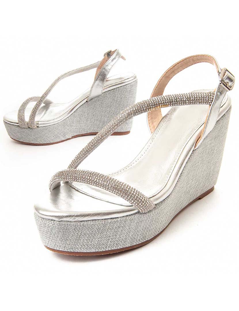 Sandálias de Cunha Senhora Prateado