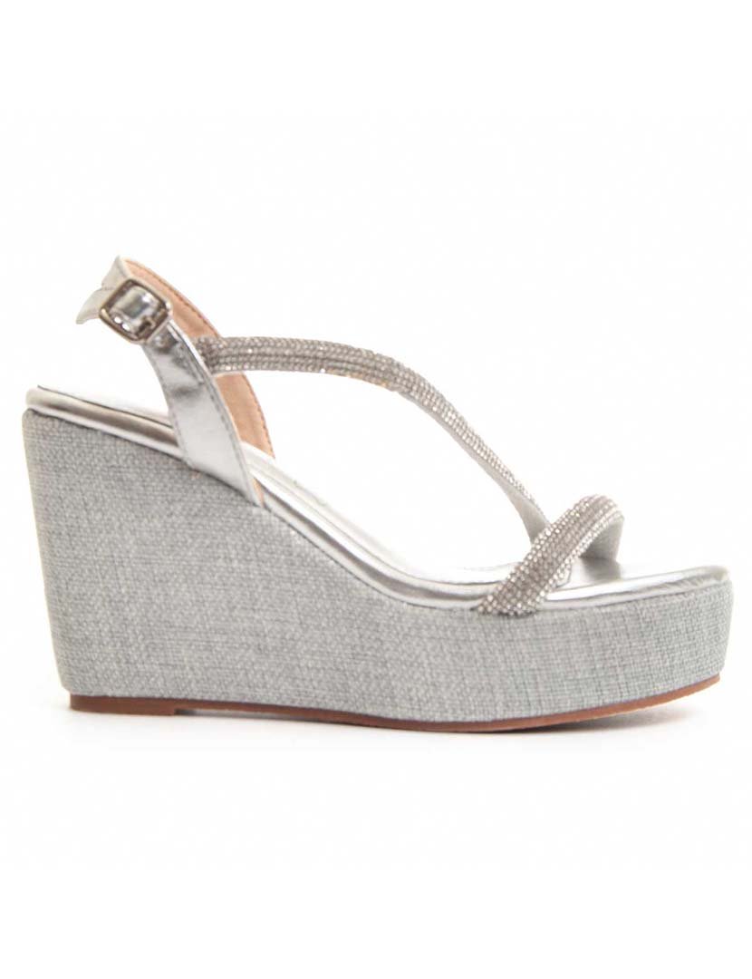 Sandálias de Cunha Senhora Prateado