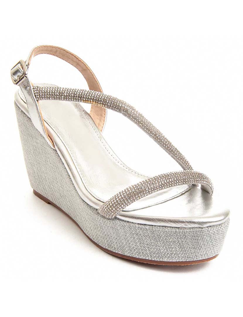 Sandálias de Cunha Senhora Prateado