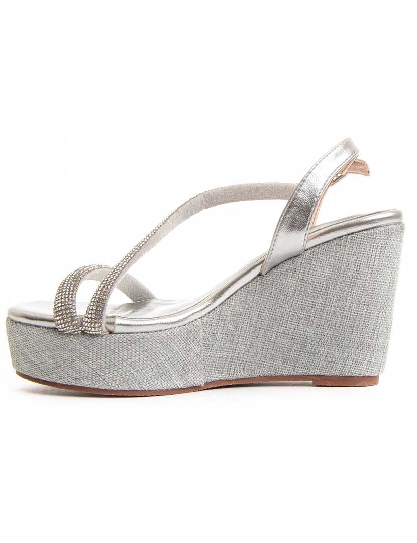 Sandálias de Cunha Senhora Prateado