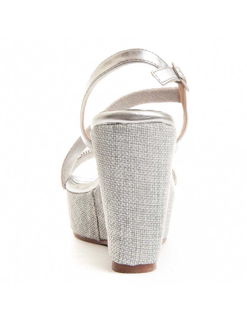 Sandálias de Cunha Senhora Prateado