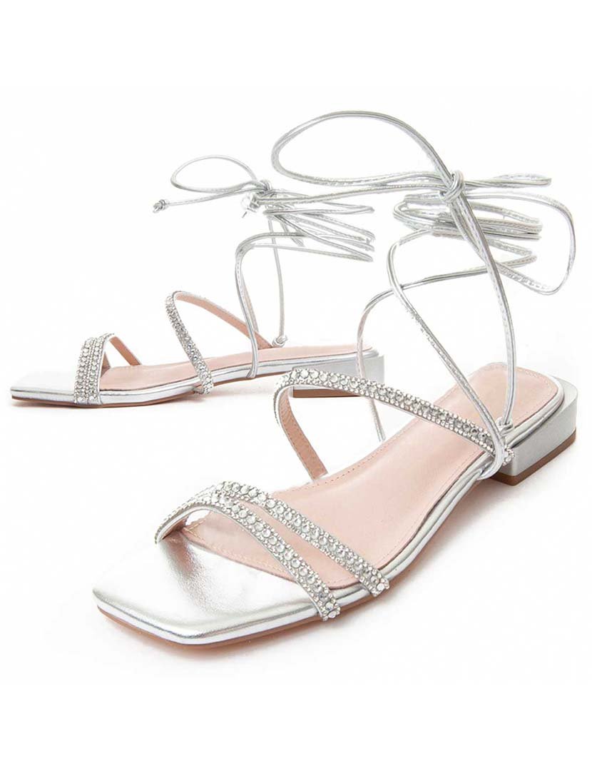 Sandálias Rasas Senhora Prateado