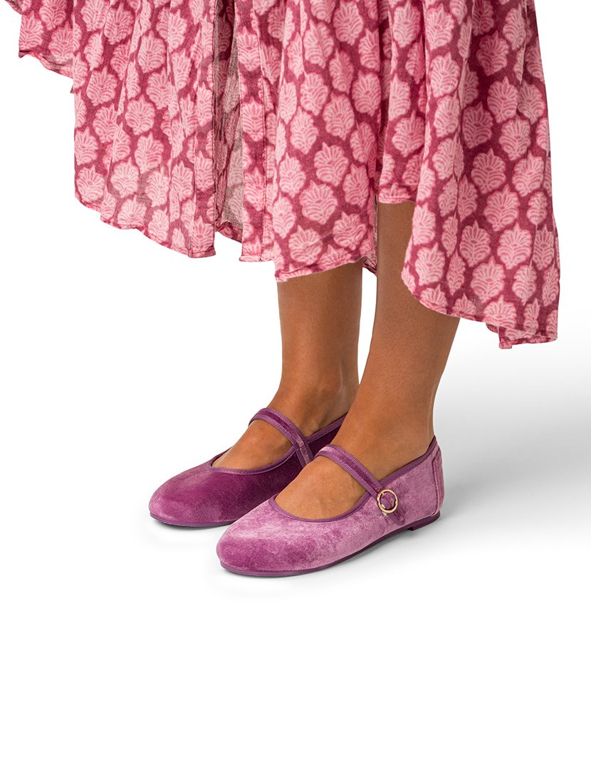 Mary Jane Menina Velvet Amethyst