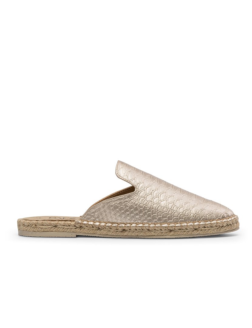 Mule Moc Vegan Leather Snake Gold