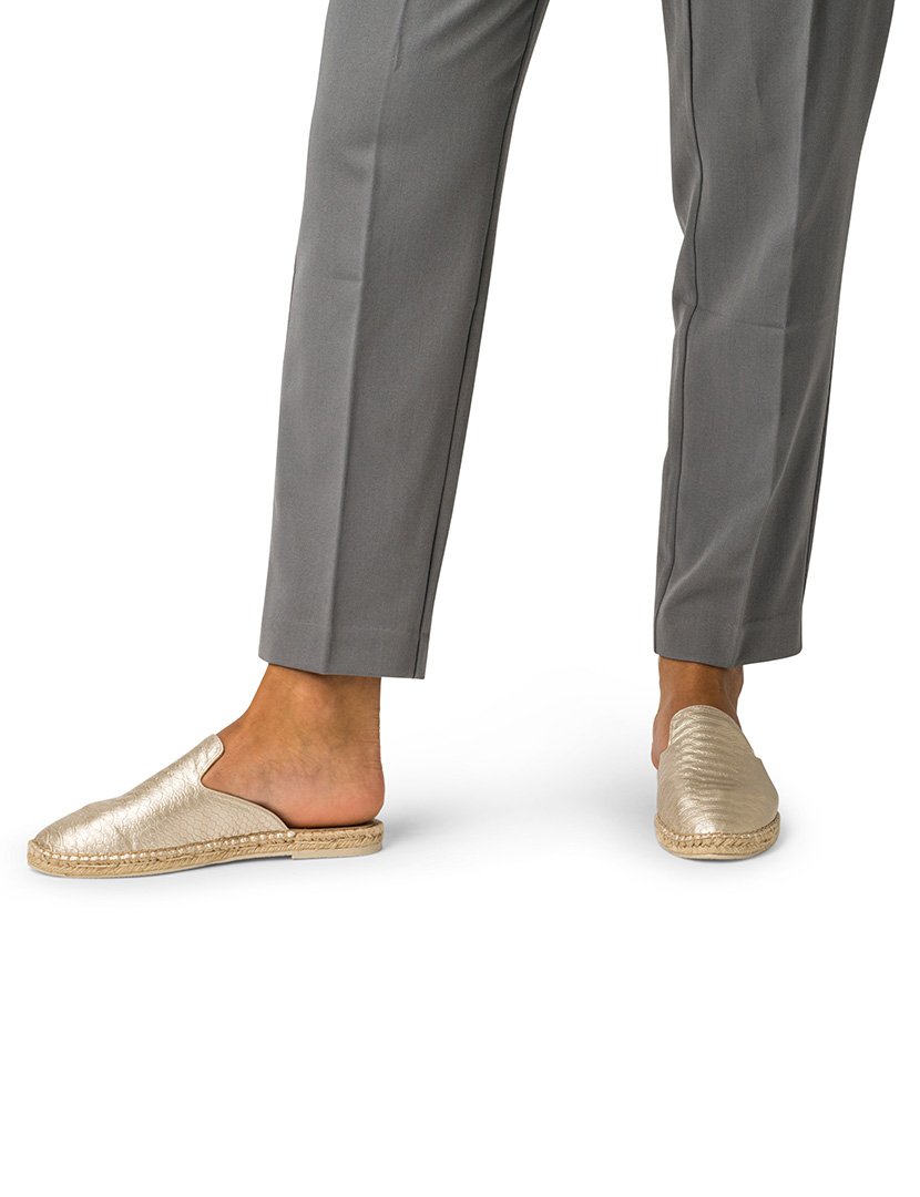 Mule Moc Vegan Leather Snake Gold