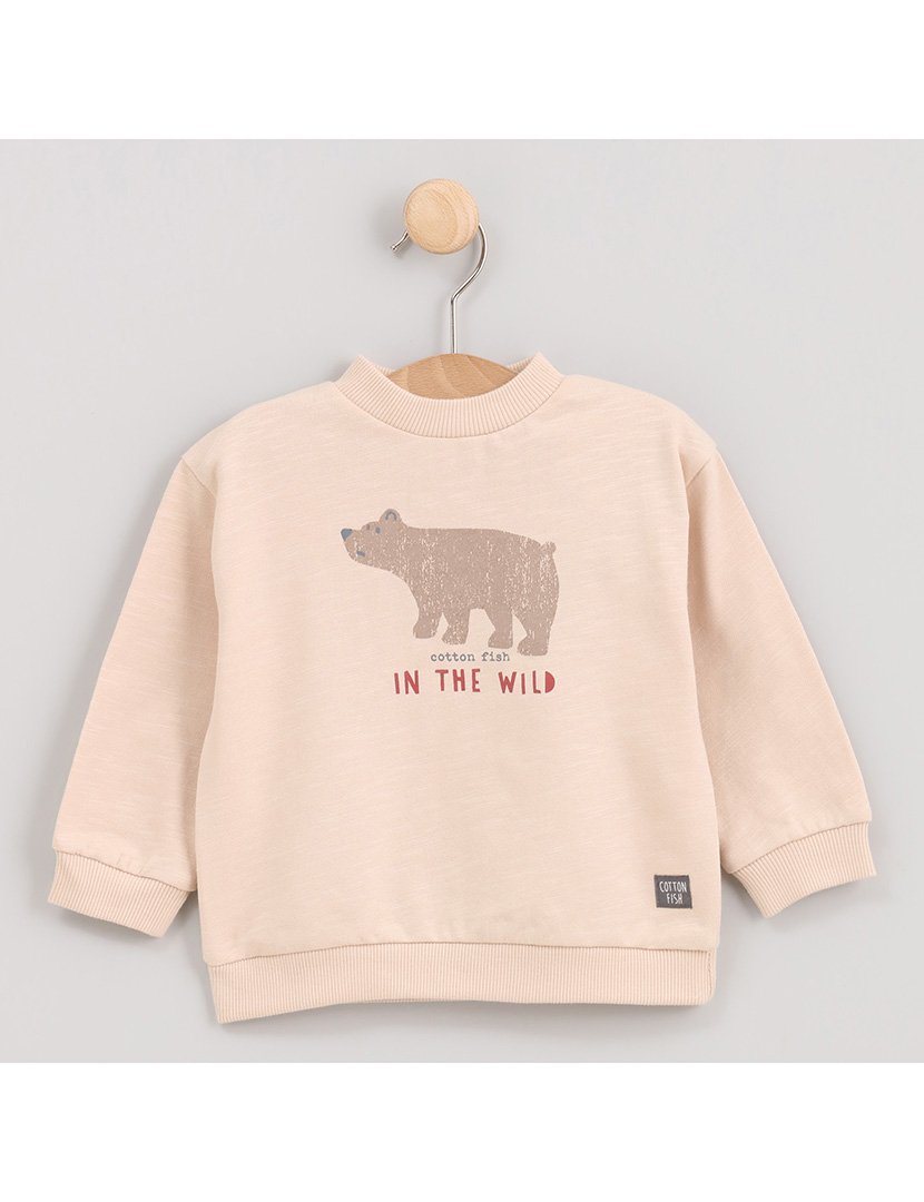 Sweatshirt Menino com Estampa de Urso Big Mountain Bege