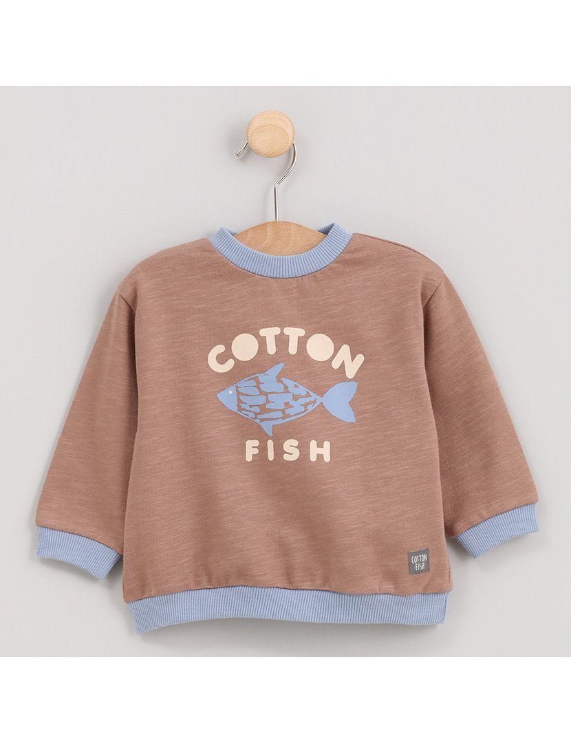 Sweatshirt Menino Lovely Fish Castanho