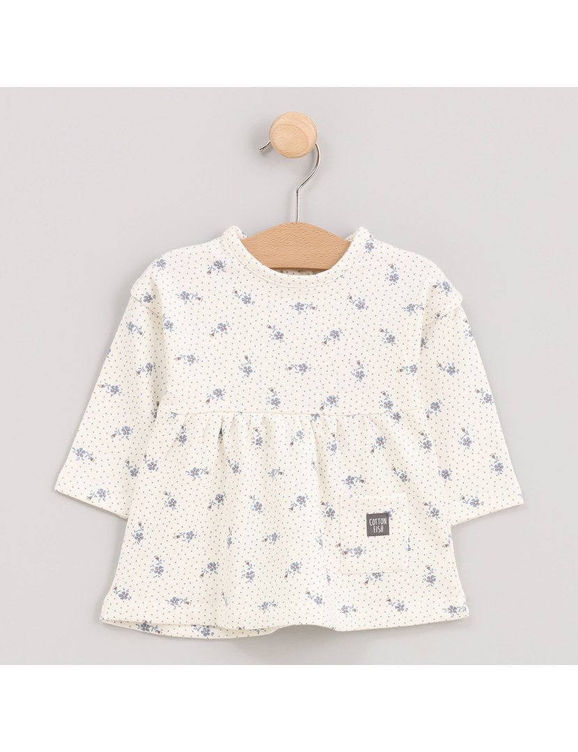 Vestido Menina com Pontos e Flores Lovely Fish Branco