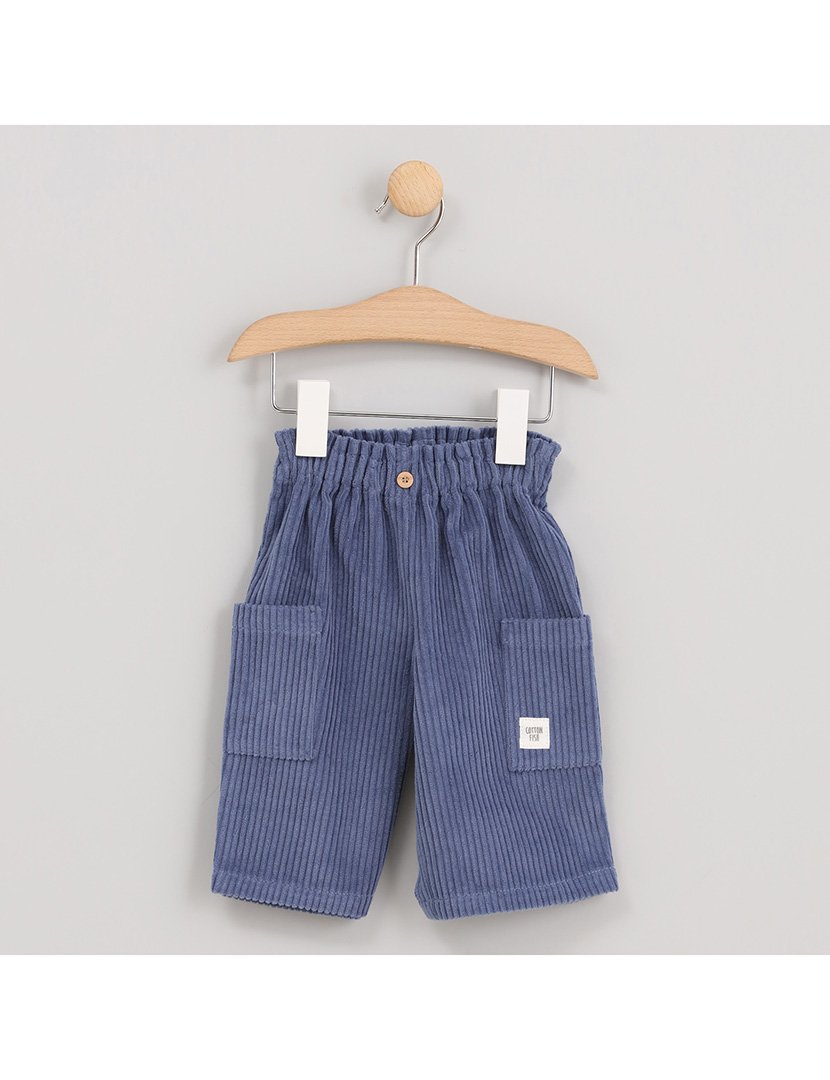 Calças de Veludo Menina com Bolsos Lovely Fish Azul