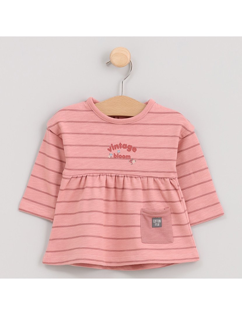 Vestido Menina Listrado Vintage Bloom Rosa