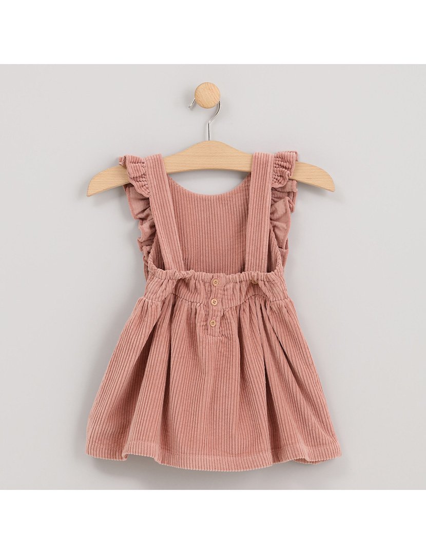 Vestido de Veludo Menina Vintage Bloom Rosa