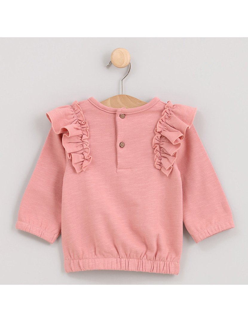 Camisola Menina com Folhos Vintage Bloom Rosa