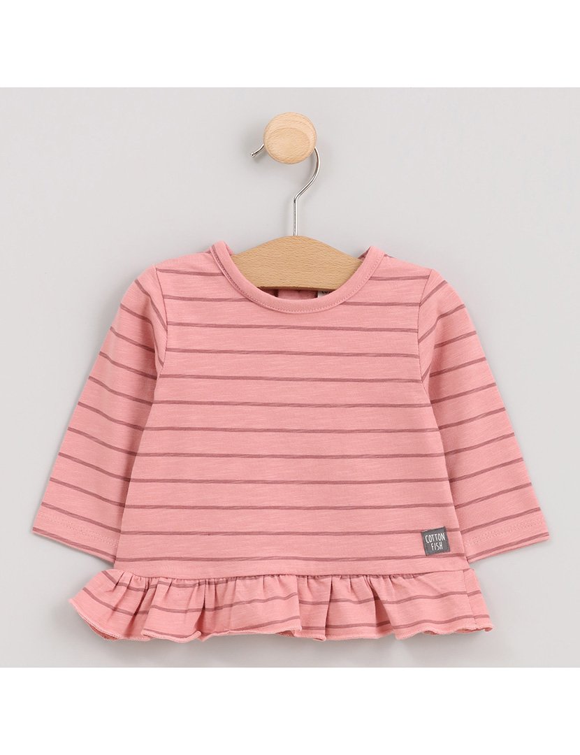 Camisola Menina com Folhos na Cintura Vintage Bloom Rosa