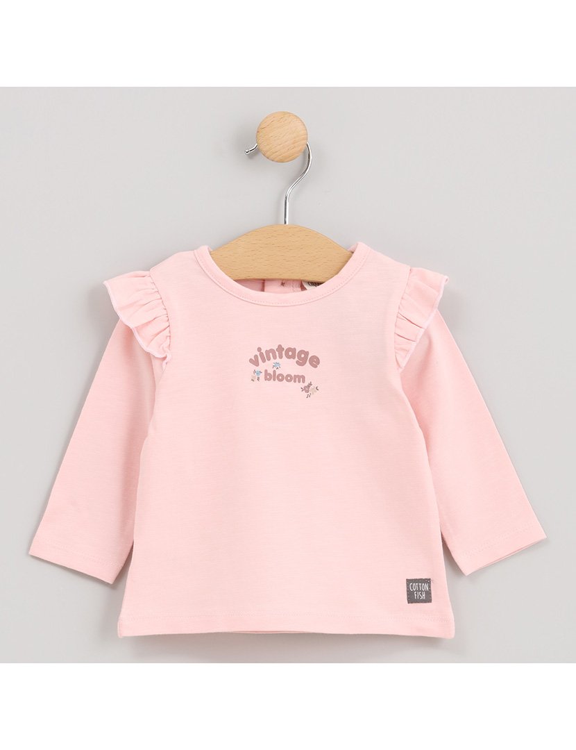 Camisola Menina com Folhos Vintage Bloom Rosa