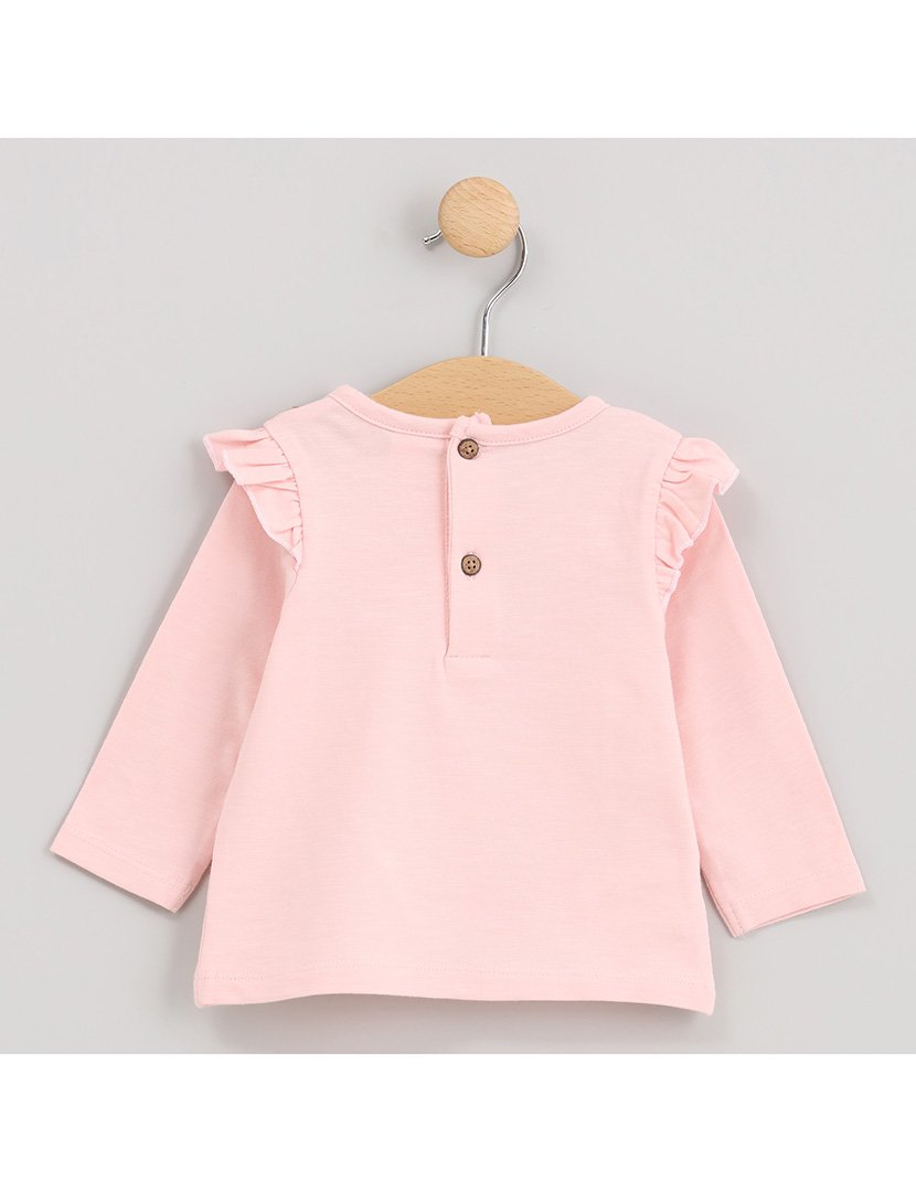 Camisola Menina com Folhos Vintage Bloom Rosa