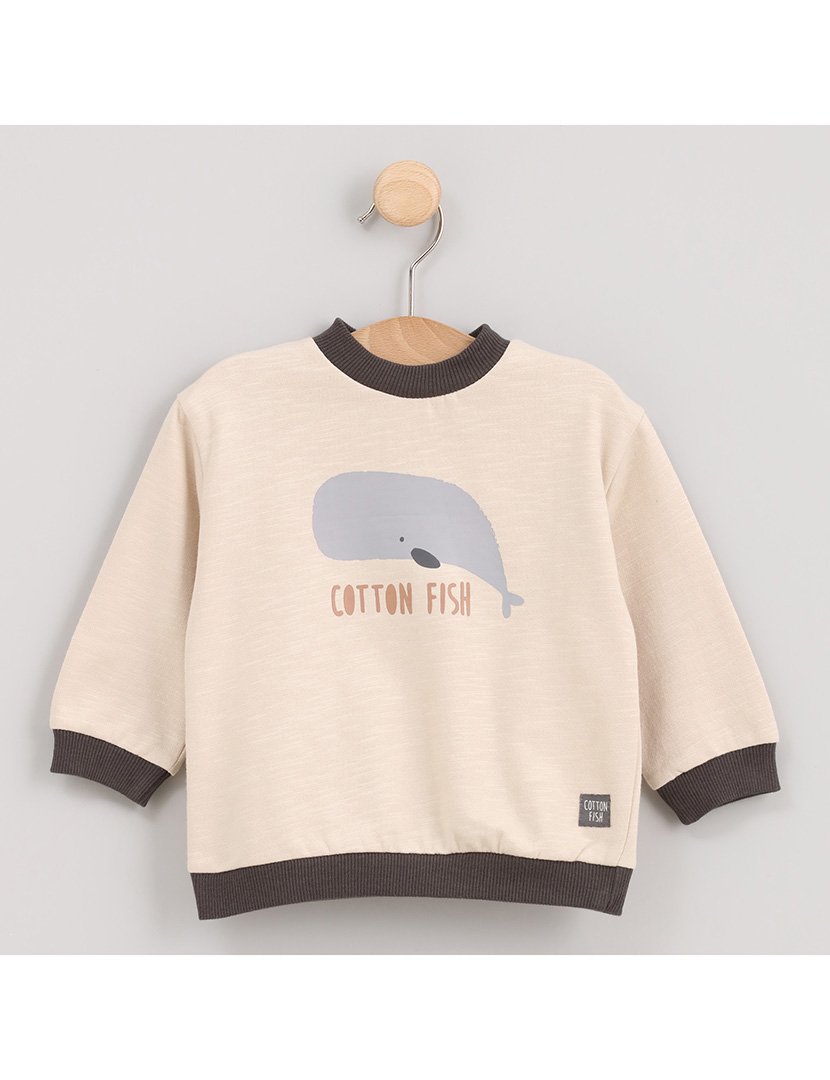 Sweatshirt Menino com Estampa de Baleia Zoo Branco