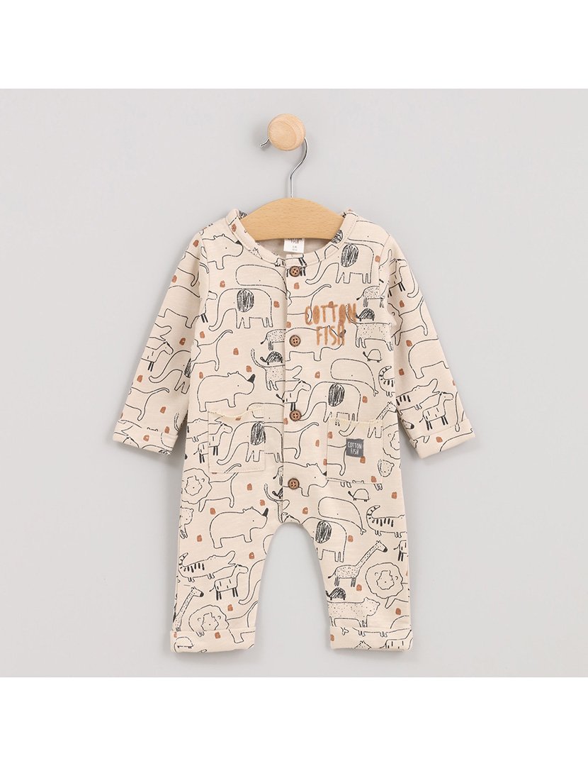 Macacão Menino com Estampa Animais Zoo Branco