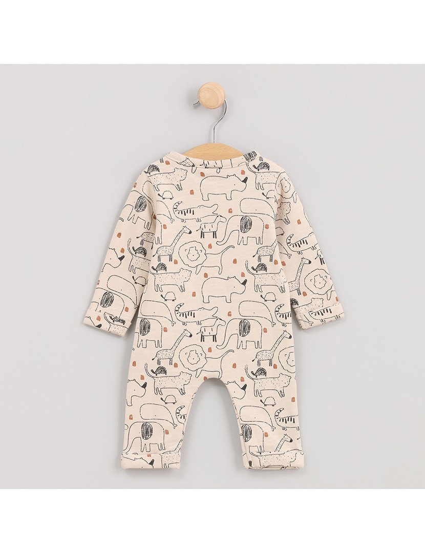 Macacão Menino com Estampa Animais Zoo Branco