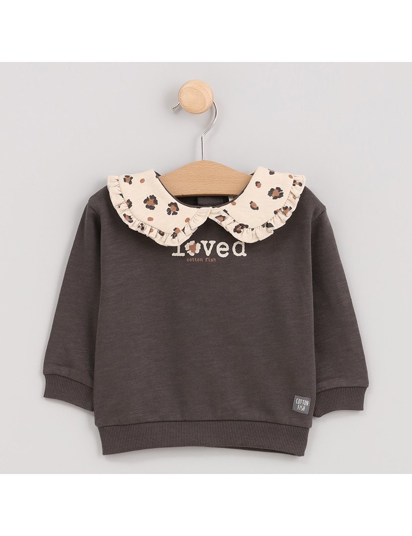 Sweatshirt Menina com Gola Animais Zoo Cinzento