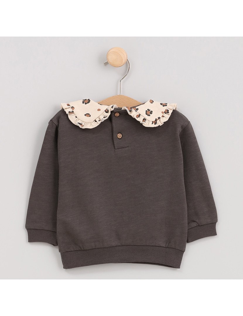 Sweatshirt Menina com Gola Animais Zoo Cinzento