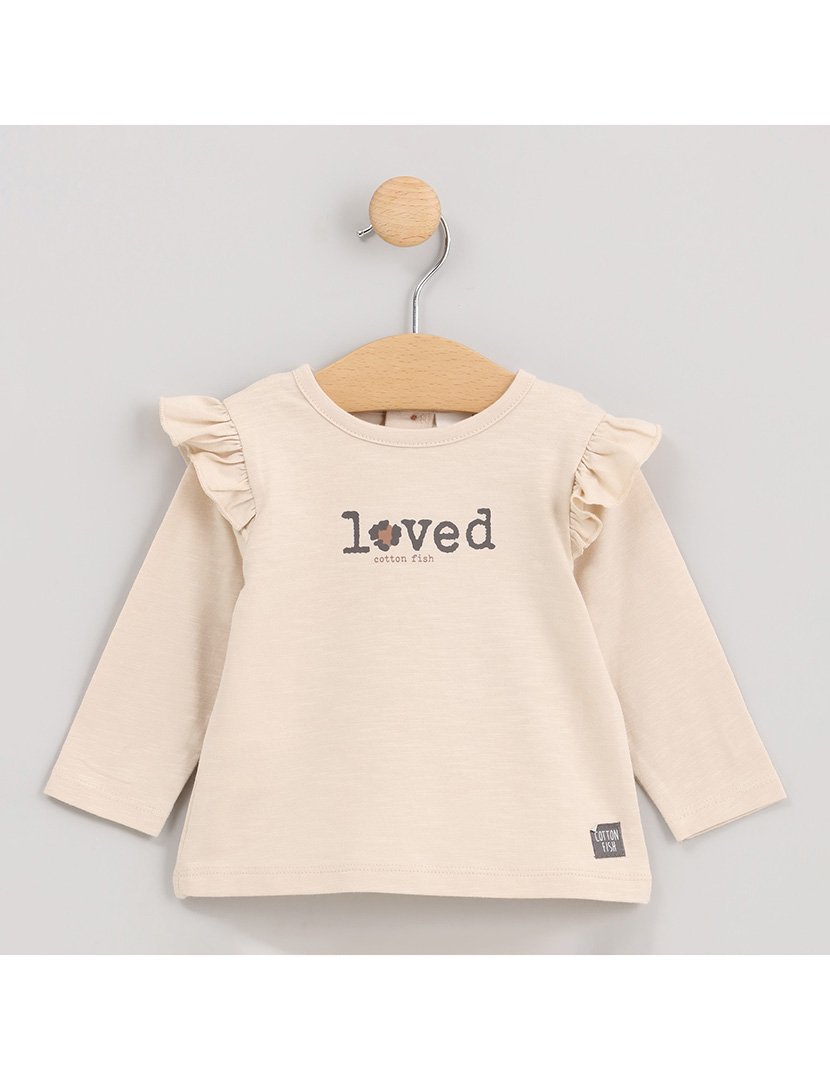 Camisola Menina Loved com Folhos Zoo Branco