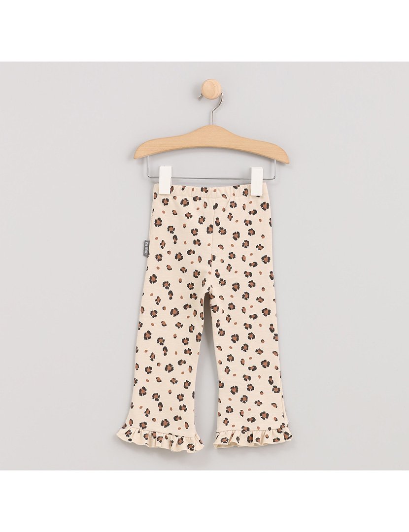 Calças à Boca de Sino Menina com Estampa Animais Zoo Branco