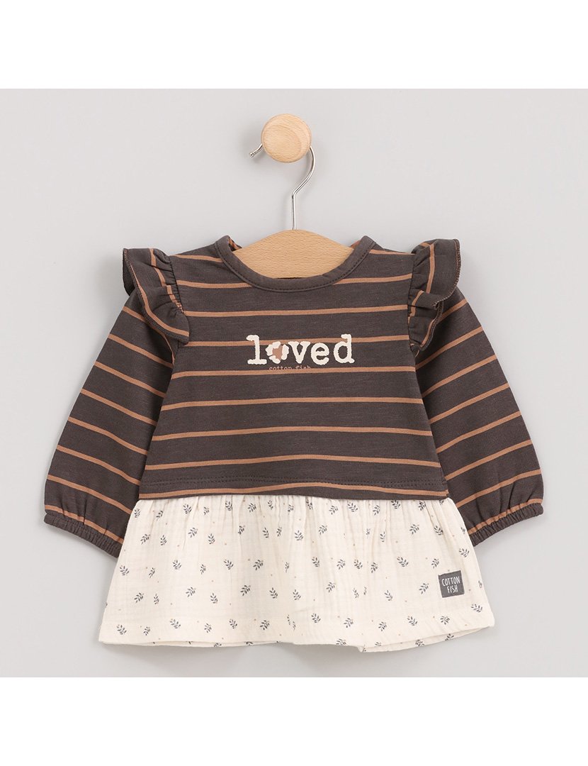 Vestido Menina Loved Combinado com Estampa Animal Zoo Cinzento