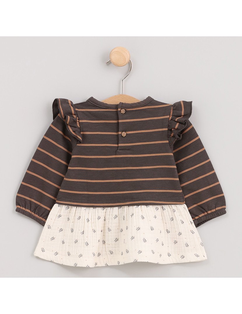 Vestido Menina Loved Combinado com Estampa Animal Zoo Cinzento