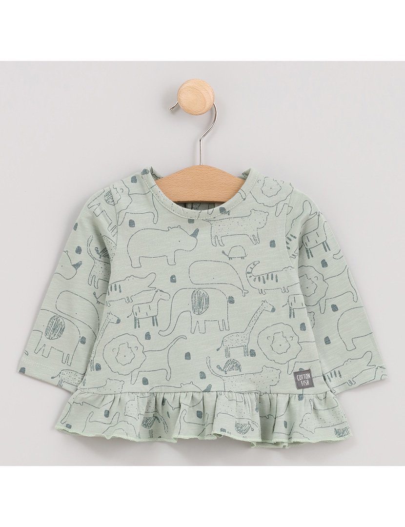 Camisola Menina com Folhos na Cintura Zoo Green Verde