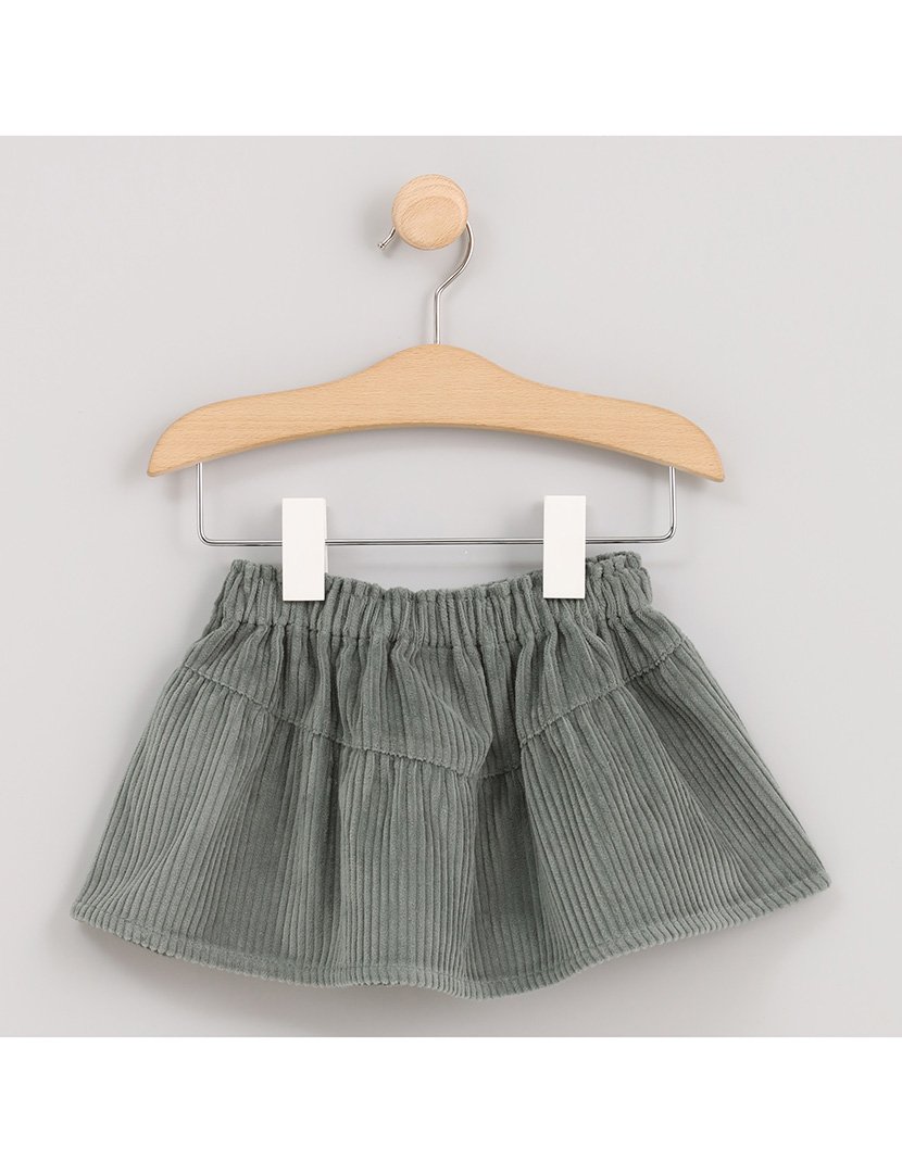 Saia de Veludo Menina Zoo Green Verde