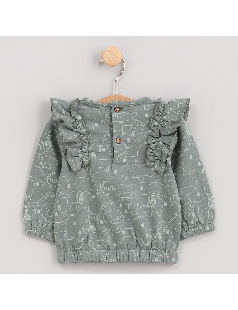 Camisola Menina com Folhos Zoo Green Verde