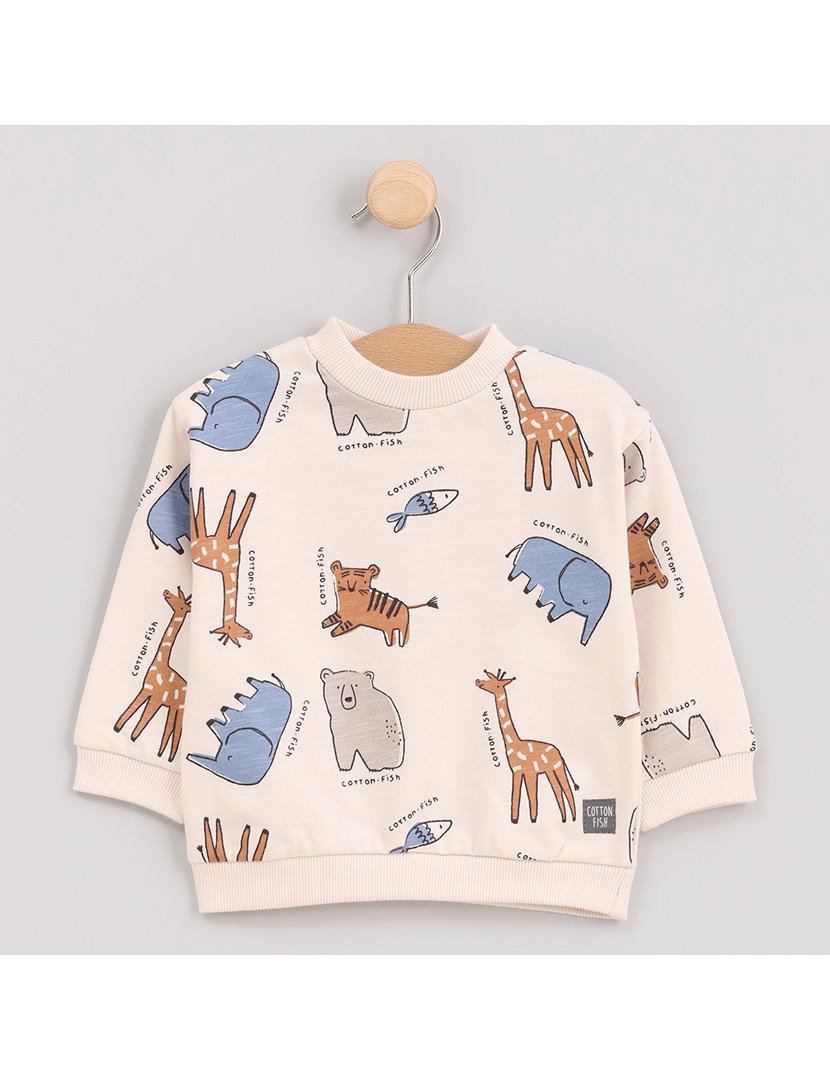 Sweatshirt Menino com Estampa Bear & Co Cinzento