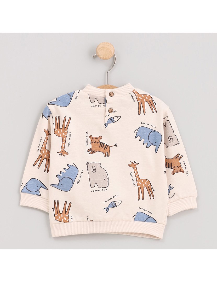 Sweatshirt Menino com Estampa Bear & Co Cinzento