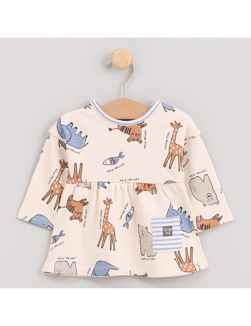 Vestido Menina com Estampa Bear & Co Cinzento