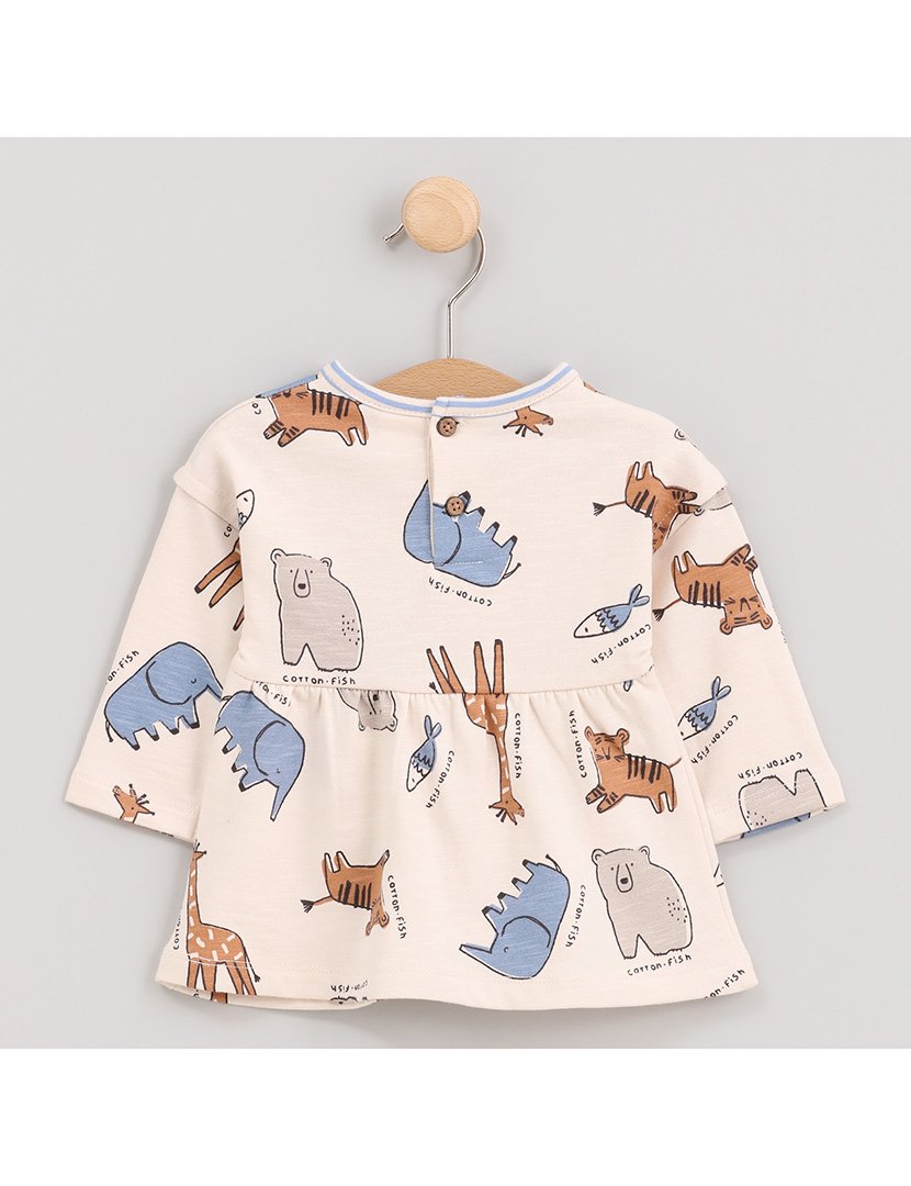 Vestido Menina com Estampa Bear & Co Cinzento