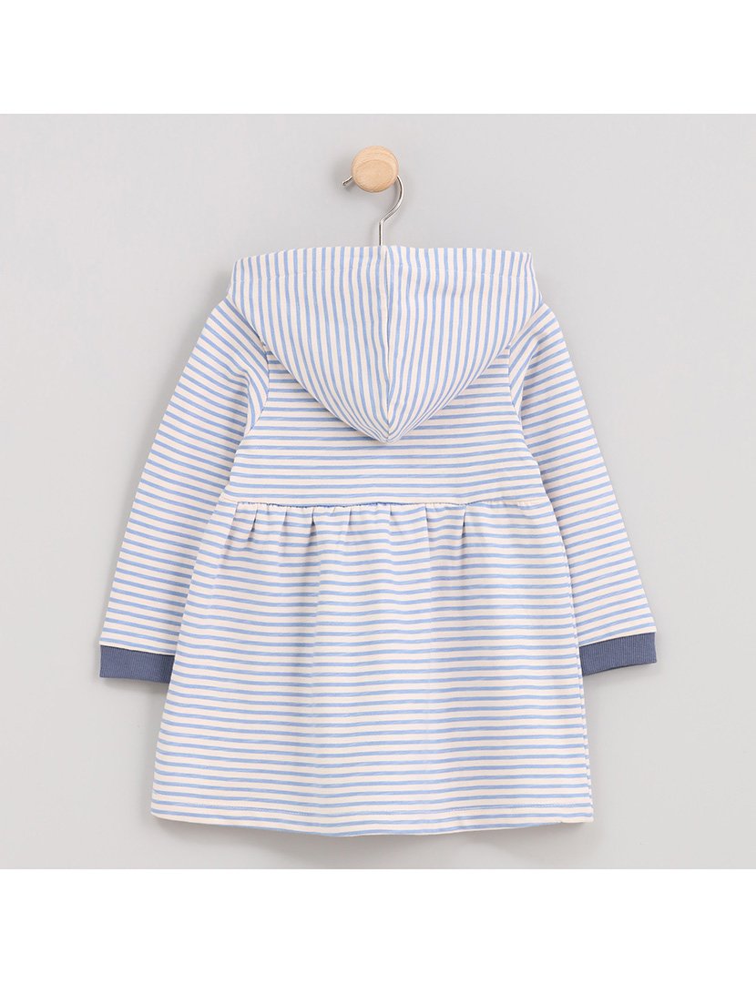 Vestido Menina Listrado com Capuz Bear & Co Azul